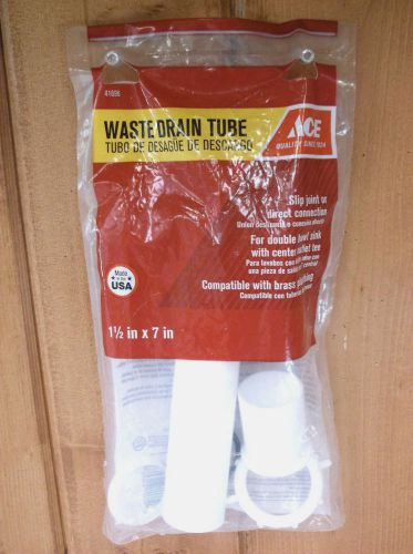 Plastic Waste Drain Tube  ~ 1-1/2 in. x 1-1/2 in. x 7 in. L Slip To Slip  ~ New