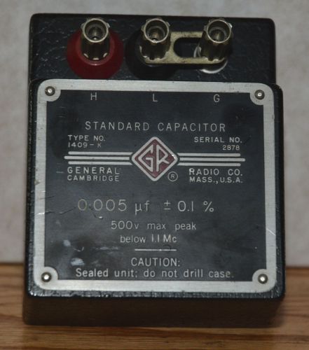 Vintage General Radio Standard Capacitor Type 1409-K 0.005uf +/- 0.1% 500v Max