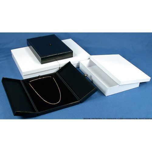 3 Large Black Necklace Snap Lid Gift Boxes Display Box