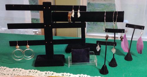 Black Velvet Display Set Used Bracelets &amp; Earrings
