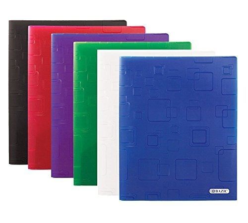 Bazic 6 Pk, BAZIC Cubic Embossed Multi Color 2-Pockets Poly Portfolio