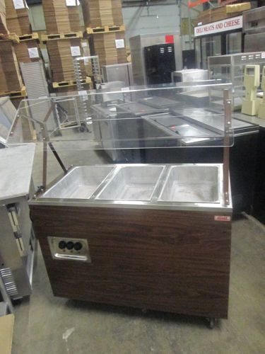 Vollrath 46&#034; portable 3 well electric hot food buffet table w/ sneeze guard for sale