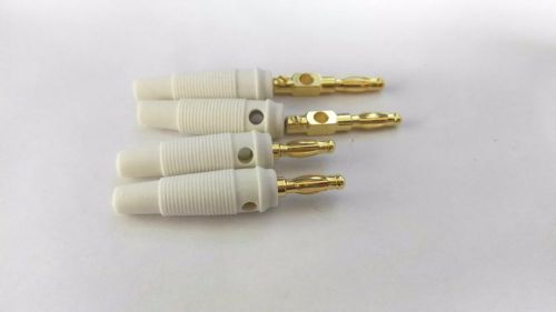 100pcs new white gold plated 4mm banana plug screw connector for sale
