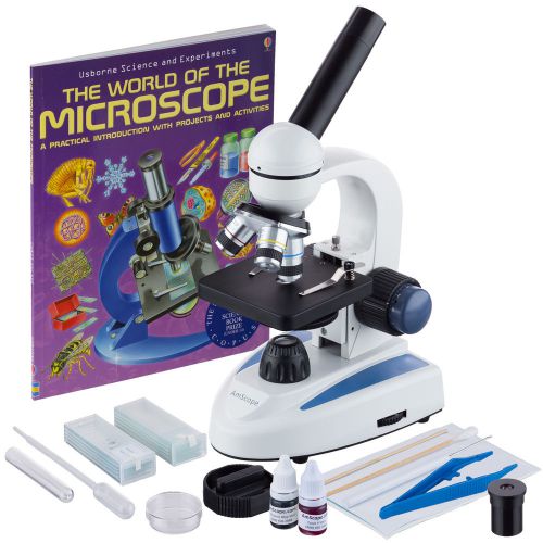 40X-1000X Student Cordless LED Compound Microscope with Slide Preparation Kit an