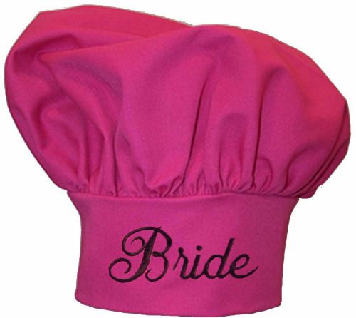 Bride Chef Hat Adjust Wedding Engagement Black Monogram Get Hot Pink &amp; White Now