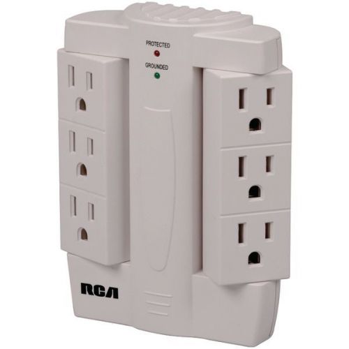 Rca PSWTS6R Surge Protector 90° Swivel Wall Tap w/6 Outlets