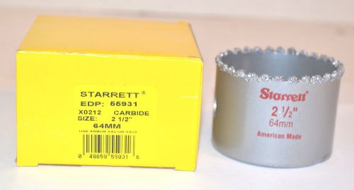 NOS Starrett USA Made Premium TUNGSTEN CARBIDE GRIT 2-1/2&#034; 64mm HOLE SAW #X0212