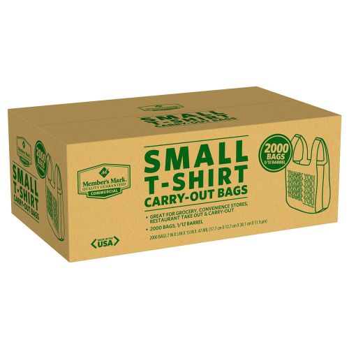 NEW Grocery / Convenience Store Small T-Shirt Bag (2,000ct.)  FREE SHIPPING