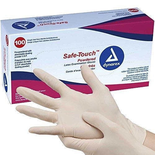 Safe-touch 100 piece disposable latex exam gloves, large for sale