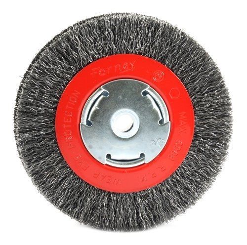 Forney 72752 Wire Bench Wheel Brush, Wide Face Coarse Crimped with 1/2-Inch and