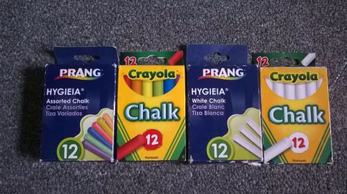 4 Boxes of chalk, Crayola and Prang color multicolor and white