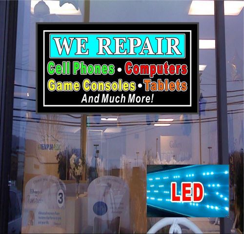 LED Light box Sign - 20&#034;x36 We Repair Cell Phone, Tablets, computer- Window Sign