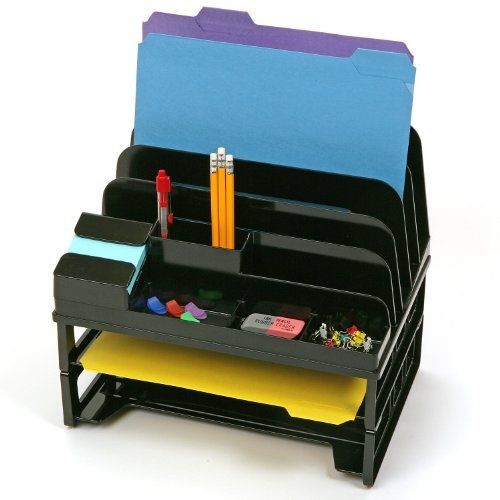 Officemate Side Load Sorter and Organizers with Two Letter Trays, Black (22155)