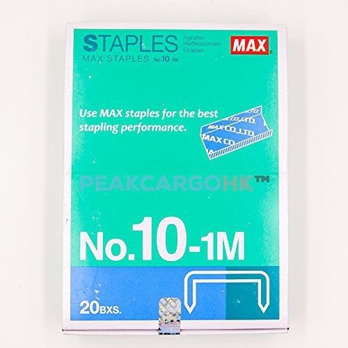 20 Boxes (20,000-Staples) Authentic Max Staples No.10-1M for Office Stapler