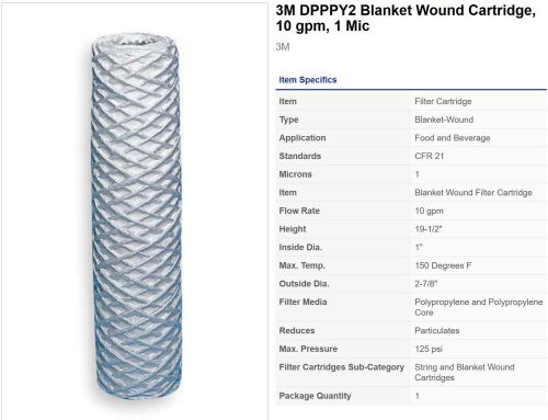3M DPPPY2 Blanket Wound Cartridge, 10 gpm, 1 Mic