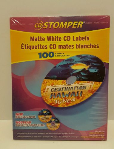 CD Stomper Matte White - 100 Pack CD Labels / FACTORY SEALED NEW UNUSED UNOPENED