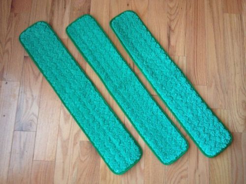 Rubbermaid q424 hygen™ 24&#034; microfiber green dry hall mop pads - lot of 3 for sale