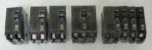 Lot of 8 QOB Square D Circuit Breakers 40A 30A 20A (1 , 2 and 3 Poles)