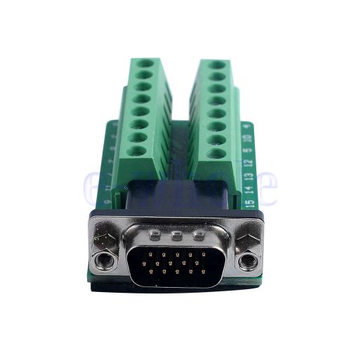 D-SUB DB15 VGA Male 3Row 15Pin Plug To Terminal Breakout Board Connectors HM
