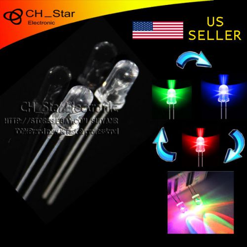 1000pcs 5mm water clear 7 colors rainbow rgb slowly flash round top led for sale