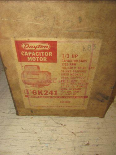 DAYTON 6K241 1/3 HP 1725 RPM 1/2&#034; SHAFT DIA. 3&#034; SHAFT HEIGHT ELECTRIC MOTOR