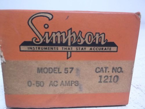 SIMPSON 1210 MODEL 57 PANEL METER 0-50 AC AMPS *NEW IN A BOX*
