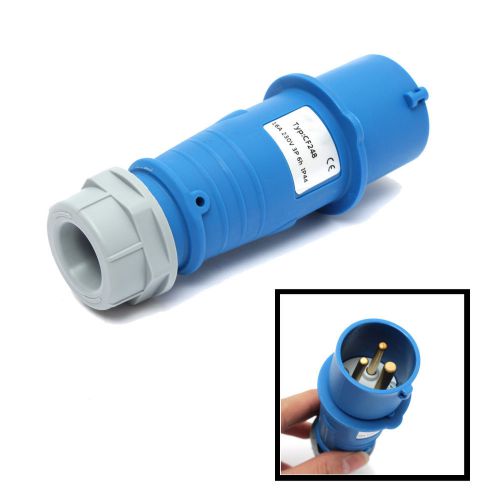 Blue 16A 230V 2P+PE IP44 Industrial Waterproof Corrosion-Proof 3 Pin Plug Socket