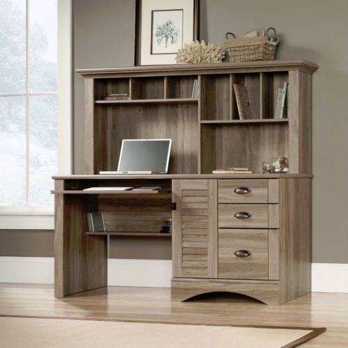 Computer desk with hutch home office furniture oak wood home decor credenza new for sale