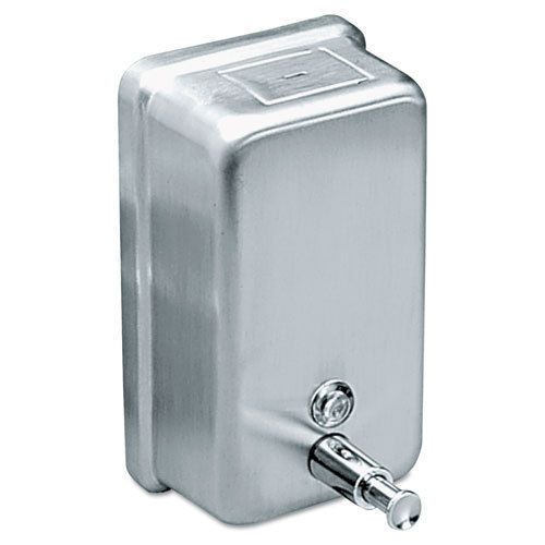 Vertical soap dispenser, 40oz, stainless steel, 4 7/8 x 2 11/16 x 8 3/16 for sale