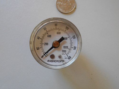 Pressure Gauge 0-160 psi (0-1100 kPa) Air Oil Water 1.5&#034; dial 1/8&#034; Npt Back Mt