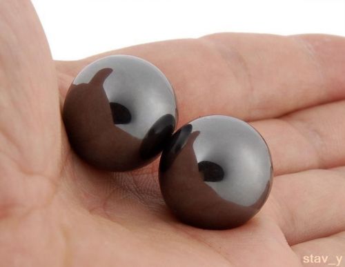 25mm Magnetic Round Ball Hematite Singing Magnets Toys 2pc Set (Black)