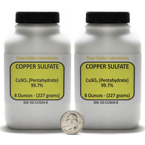 Copper Sulfate [CuSO4] 99.7% ACS Grade Powder 16 Oz in Two Easy-Pour Bottles USA
