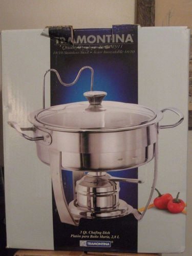 New Tramontina 3 Qt. Chafing Dish Premium 18/10 Stainless Steel with Glass Cover