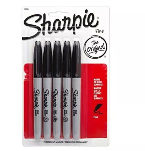 Sharpie Permanent Markers Fine Point Black - 5 Pack -