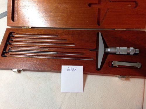 Nice used brown&amp;sharpe depth micrometer 0-6&#034; inch. 2 extra pointed rods. {g722} for sale
