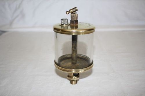 Vintage brass/glass stationary engine oiler, detroit lubricator co., 3&#034; diam. for sale