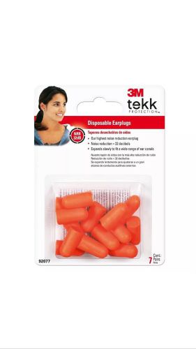 3M Tekk Protection Comfortable Disposable EARPLUGS Noise Reduction 32dB 7-Pairs