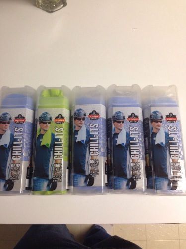Chill-its 6602 ergodyne evaporative cooling towel blue 4 blue &amp;1 green 5 towels. for sale