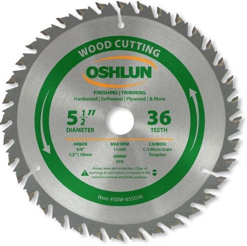 Oshlun sbw-055036 5-1/2-inch 36 tooth atb finishing and trimming saw blade with for sale