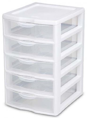1) new sterilite 20758004 clearview small 5 drawer desktop storage unit white for sale