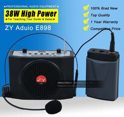 Potrable Waist Voice Amplifer Speaker MP3 FM TF/USB Wireless Headset Lapel Mic