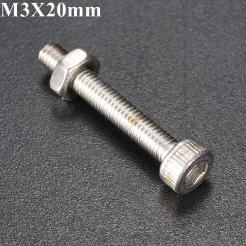New 10pcs M3X20mm Stainless Steel Hex Socket Head Screw Bolt And Nut Set