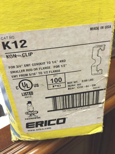 Box 74 pc Erico Caddy 170670 K12 Kon Clips for 3/4 EMT or 1/2&#034; EMT to rod