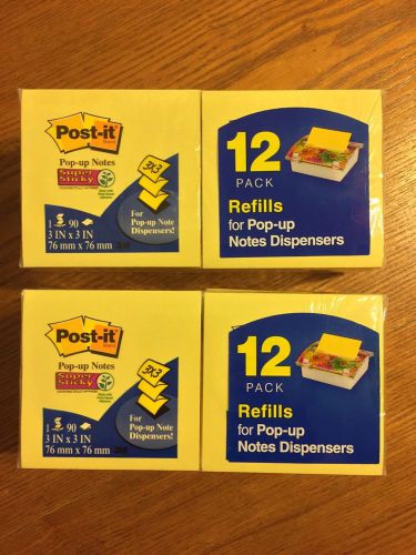 Post-it Sticky Pop-up Notes 12 Pack Refill, Lot of 2