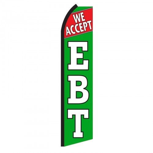 1 we accept ebt green swooper flag 15ft sign banner made in usa (one) for sale