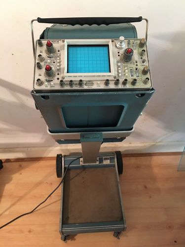 TEKTRONIX 465B 2 CHANNEL OSCILLOSCOPE 100MHz WITH MANUALS &amp; PROBES ON STAND