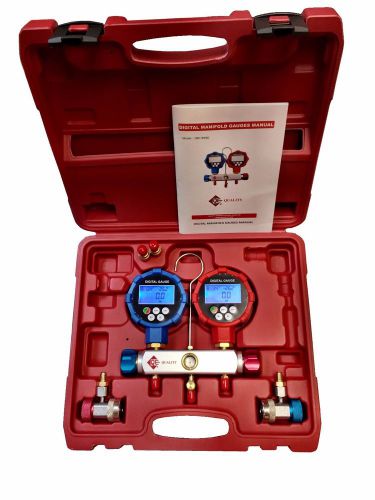 Qe digital manifold gauge set w/ adapters &amp; couplers - all refrigerants (new) for sale