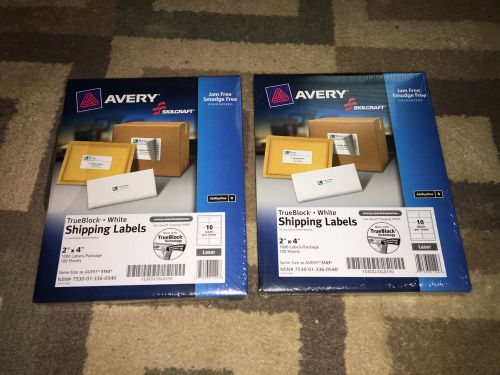 Lot of 2 Avery 5163 2x4&#034; Shipping Labels White 1000 per pack 2000 total Laser