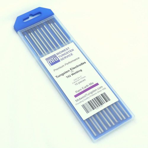 TIG Welding Tungsten Electrodes Rare Earth Blend 3/32&#034; x 7&#034; Purple 10 Pack EWG