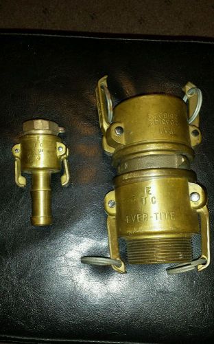 Two Brass Ever-Tite Fire Hose Connectors